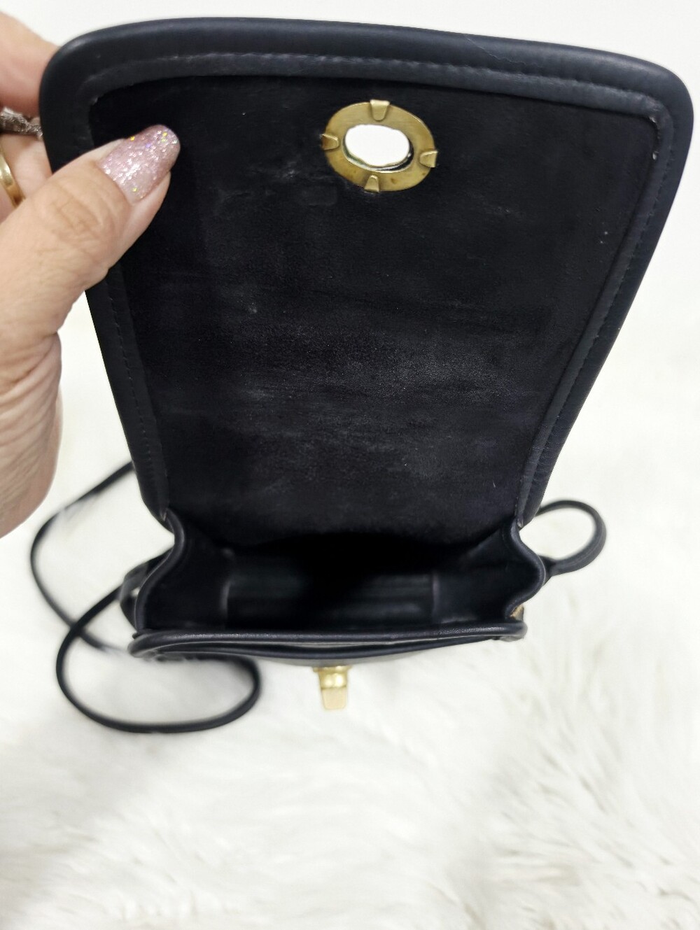 Coach 0770 Vintage Black Leather Turnlock Crossbody Shoulder Bag USA Made - Picture 9 of 15
